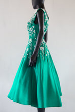 Vintage 1950s Green Beaded Cocktail Dress