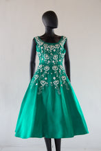 Vintage 1950s Green Beaded Cocktail Dress