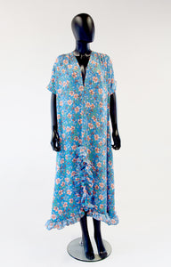 Belle Dress in Blue Floral Muslin