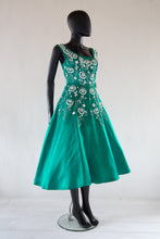 Vintage 1950s Green Beaded Cocktail Dress