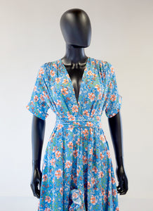 Belle Dress in Blue Floral Muslin