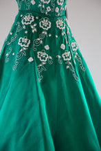 Vintage 1950s Green Beaded Cocktail Dress