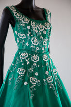 Vintage 1950s Green Beaded Cocktail Dress