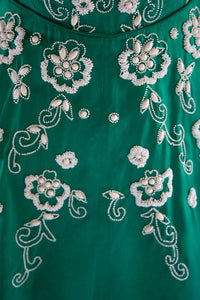 Vintage 1950s Green Beaded Cocktail Dress
