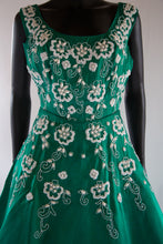 Vintage 1950s Green Beaded Cocktail Dress