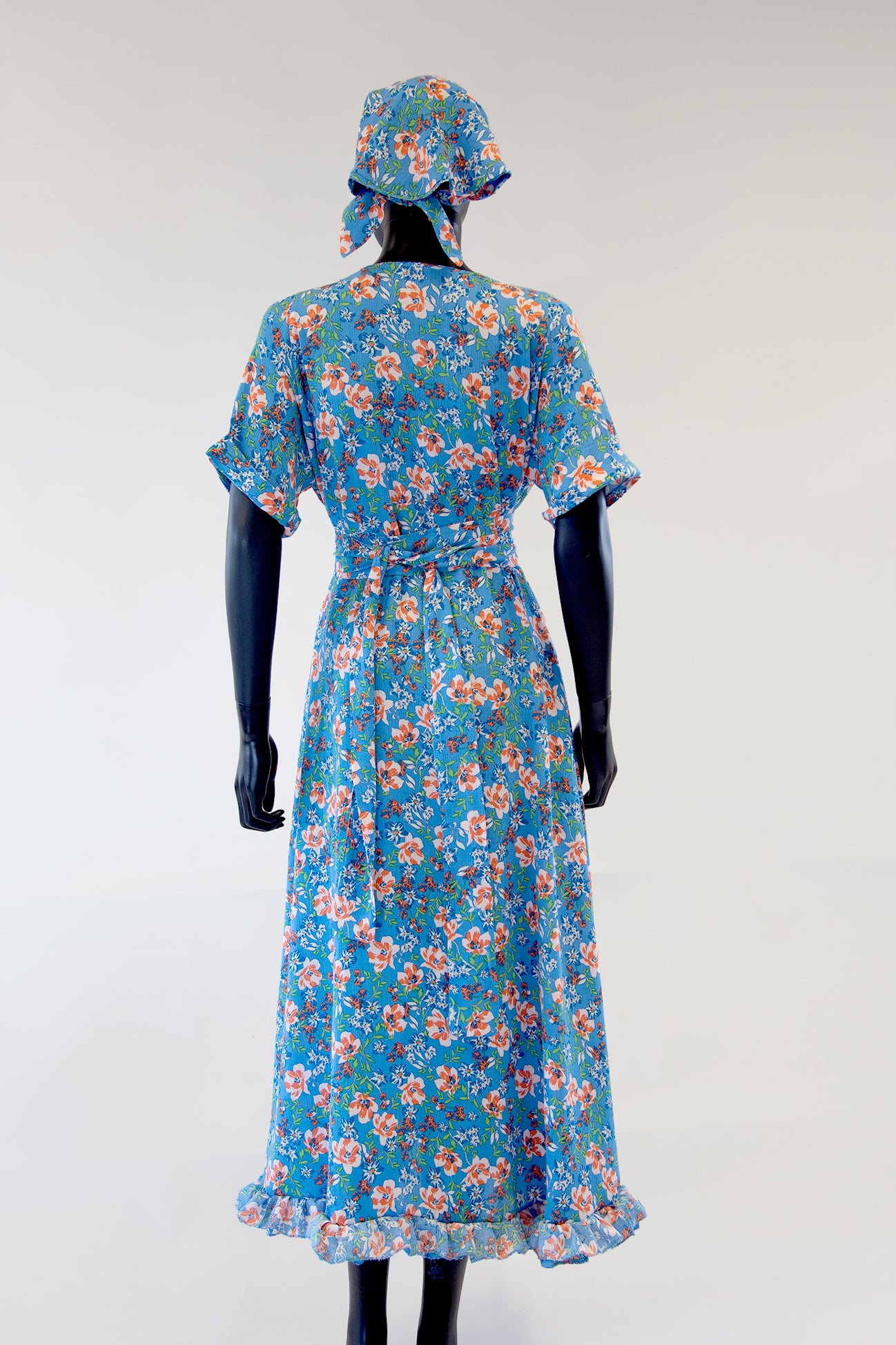 Belle Dress in Blue Floral Muslin