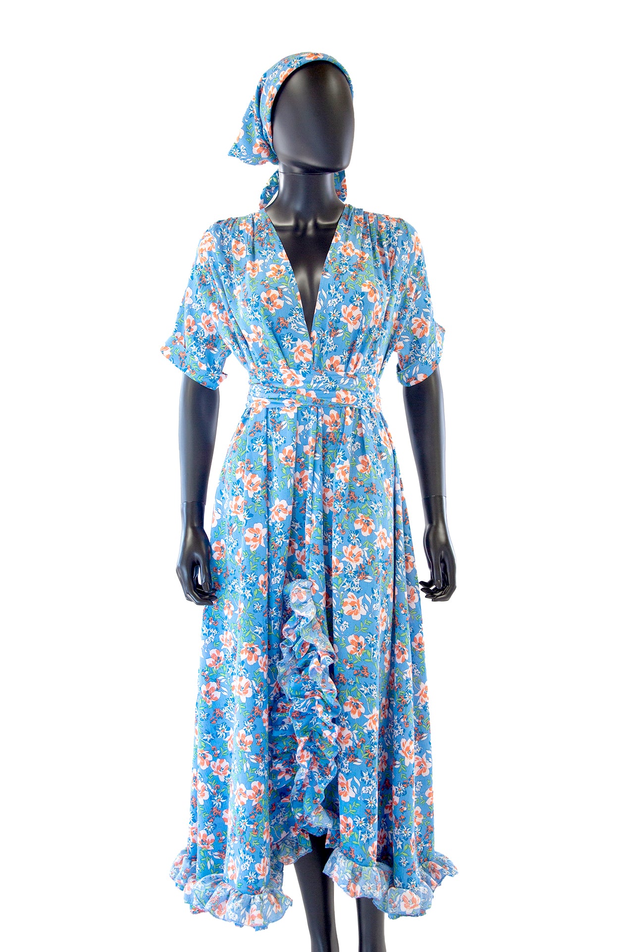 Belle Dress in Blue Floral Muslin