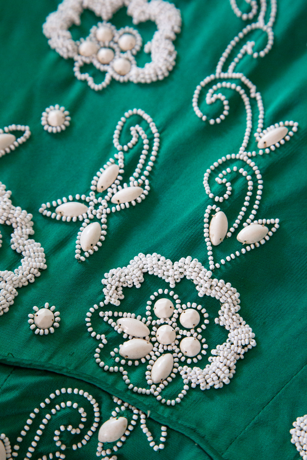 Vintage 1950s Green Beaded Cocktail Dress