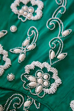 Vintage 1950s Green Beaded Cocktail Dress