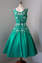 Vintage 1950s Green Beaded Cocktail Dress