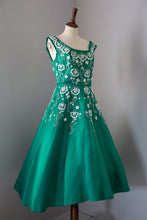Vintage 1950s Green Beaded Cocktail Dress
