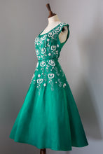 Vintage 1950s Green Beaded Cocktail Dress