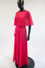 Vintage 1970s Hot Pink Chiffon Maxi Dress