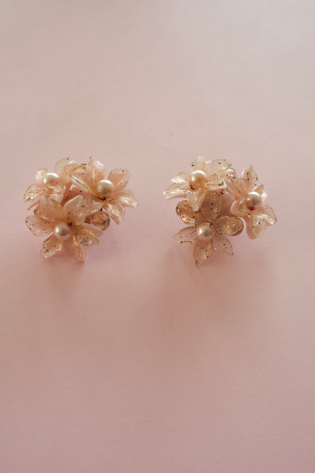 Vintage 1960s Peach Blossom Plastic Earrings