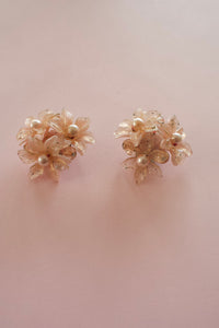 Vintage 1960s Peach Blossom Plastic Earrings