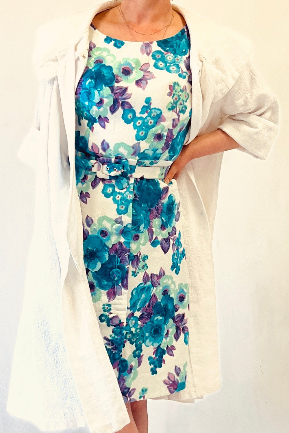 blue floral 1960s vintage dress 