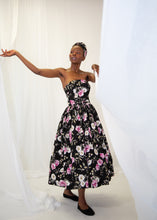 Aziza Rose Print Linen Bandeau Dress