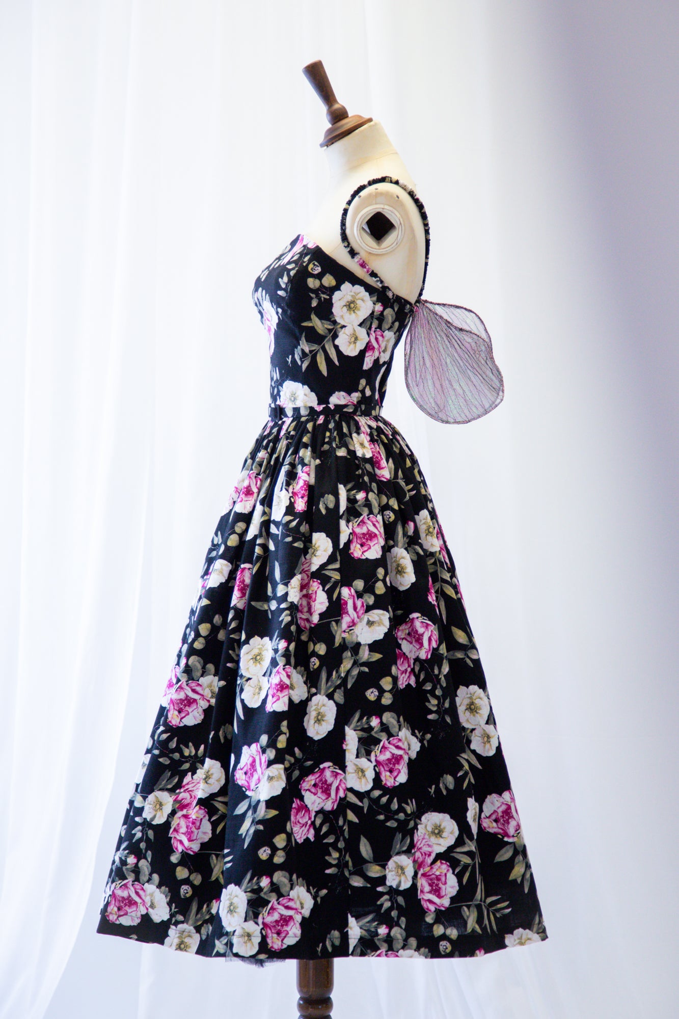 Aziza Rose Print Linen Bandeau Dress