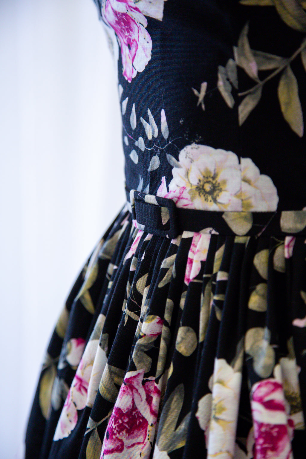 Aziza Rose Print Linen Bandeau Dress