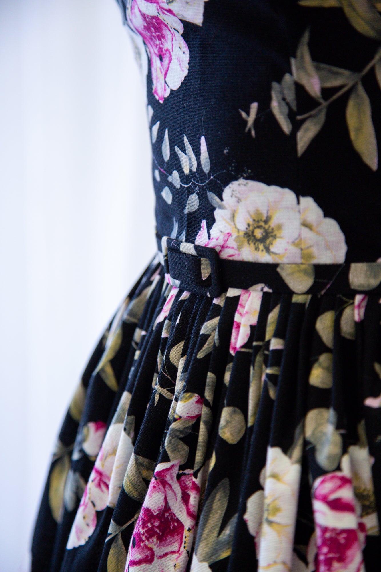 Aziza Rose Print Linen Bandeau Dress