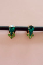 Vintage 1950s Emerald Green Rhinestone Earrings