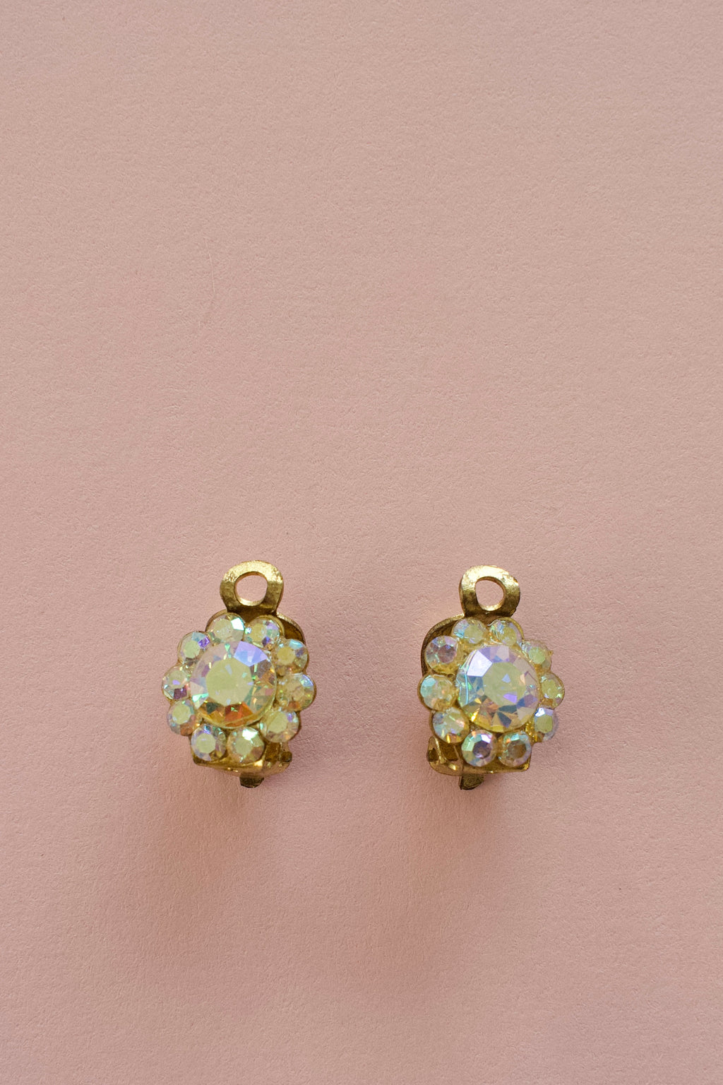 Vintage 1960s Iridescent Crystal Earrings