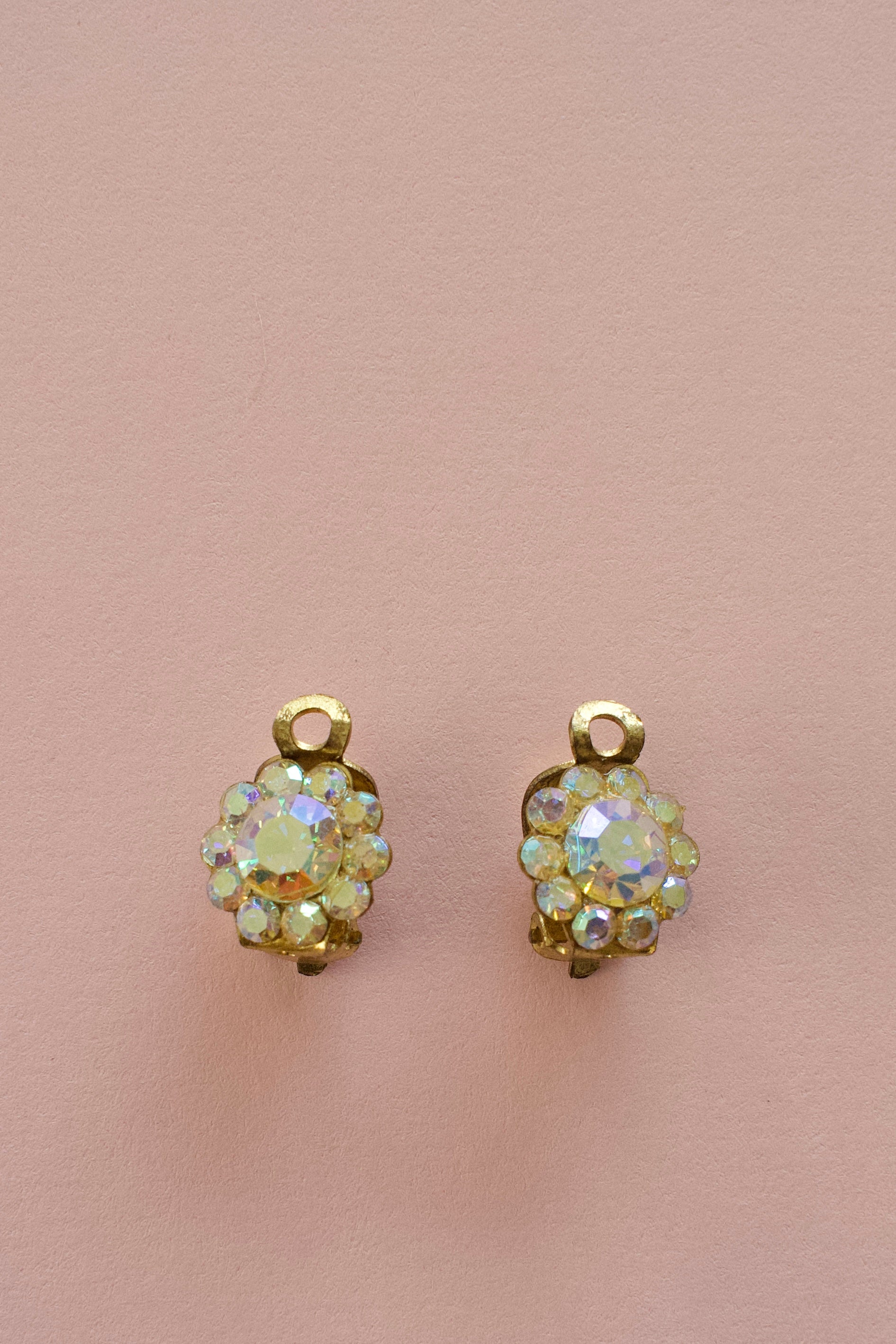Vintage 1960s Iridescent Crystal Earrings