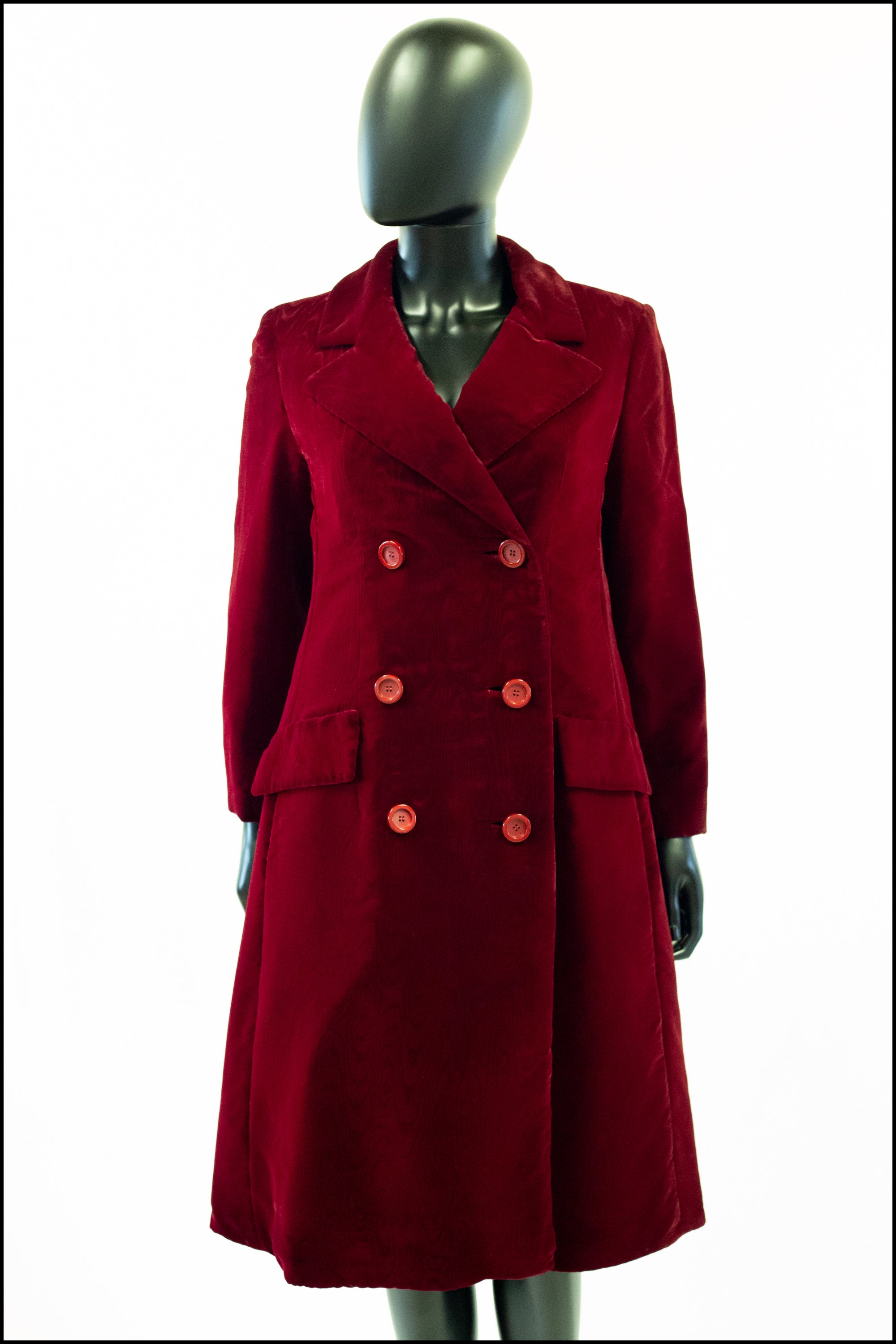 vintage Christian Dior New York Red Velvet Coat 1950s Alexandra King