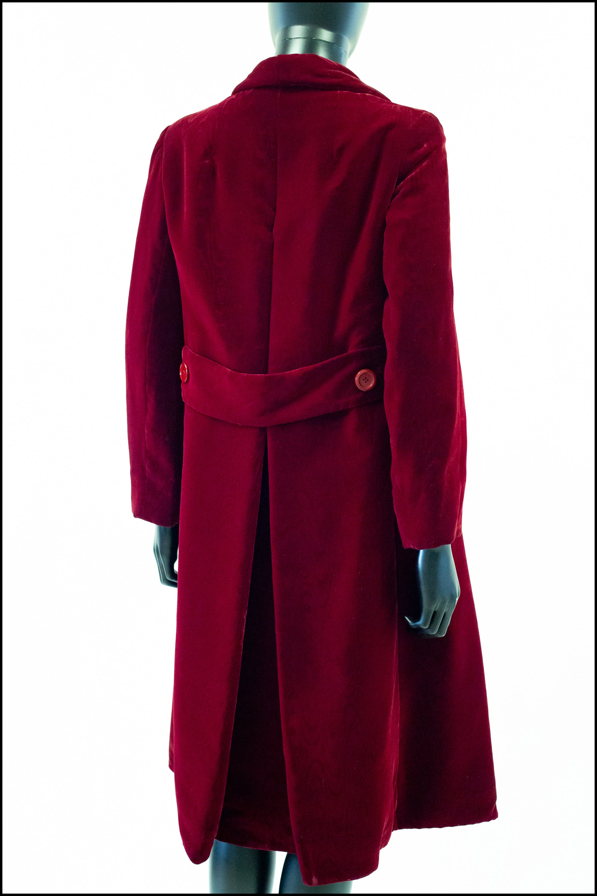 vintage Christian Dior New York Red Velvet Moire Coat 1950s Alexandra King