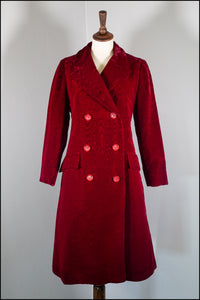 Vintage 1960s Christian Dior Red Velvet Coat