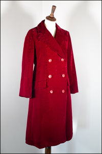 Vintage 1960s Christian Dior Red Velvet Coat