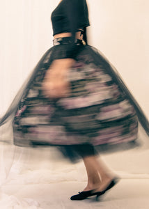 Si - Rose Linen Tulle Midi Skirt