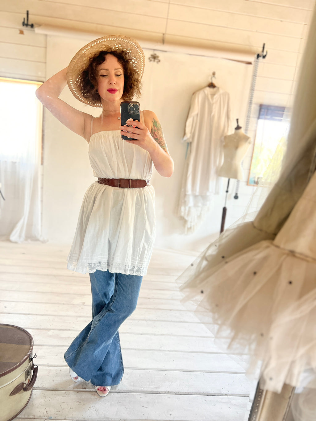 Antique White Cotton Lace Trimmed Petticoat