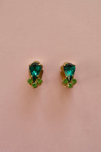 Vintage 1950s Emerald Green Rhinestone Earrings