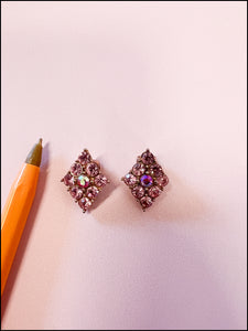 Vintage 1960s Pink Rhinestone Clip on Earrings