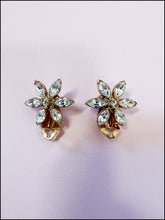 Vintage 1980s Crystal Flower Earrings