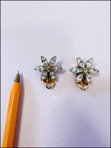 Vintage 1980s Crystal Flower Earrings