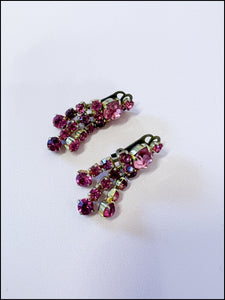 Vintage 1960s Candy Pink Rhinestone Drop Earrings