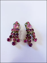 Vintage 1960s Candy Pink Rhinestone Drop Earrings