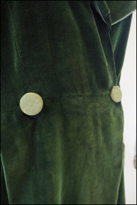 Vintage 1940s Green Velvet House Coat