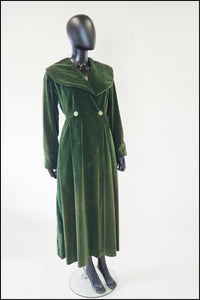 Vintage 1940s Green Velvet House Coat