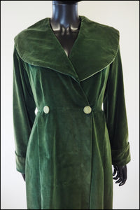 Vintage 1940s Green Velvet House Coat