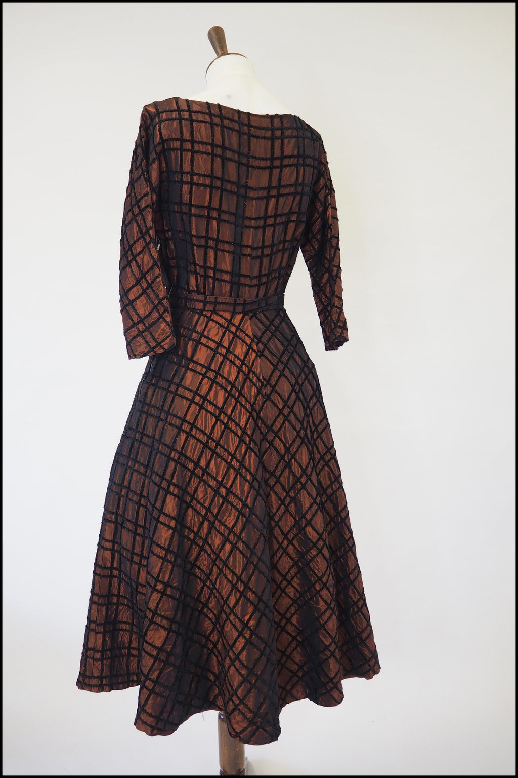 Vintage 1950s Amber Taffeta Cocktail Dress