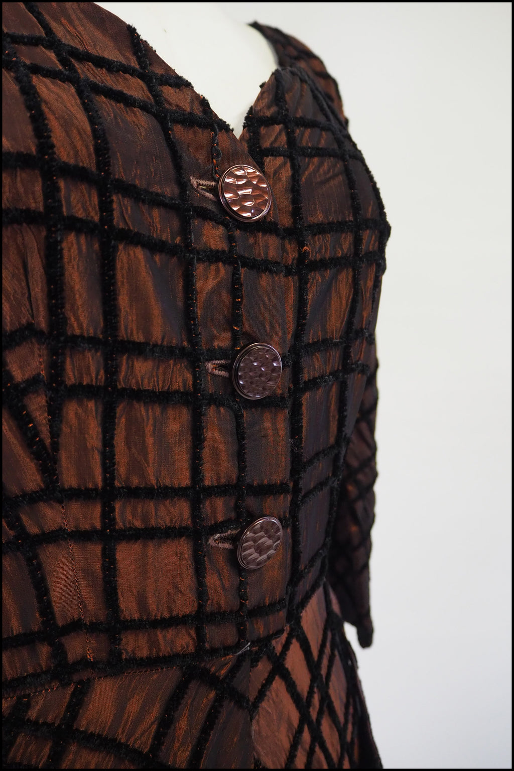 Vintage 1950s Amber Taffeta Cocktail Dress