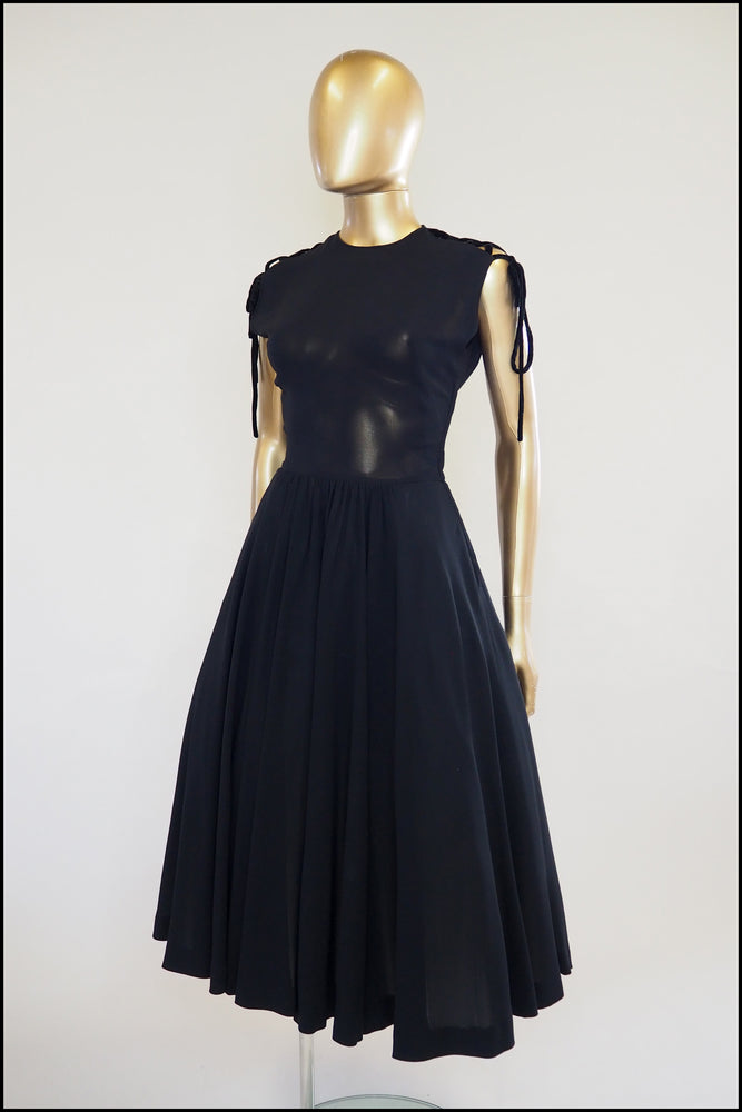 Vintage 1950s Little Black Crepe Dress