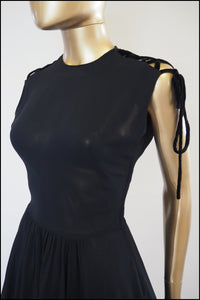 Vintage 1950s Little Black Crepe Dress