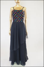 Vintage 1970s Black Dot Chiffon Maxi Dress