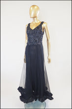 Vintage 1930s Black Sequin Tulle Dress