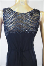 Vintage 1930s Black Sequin Tulle Dress