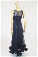 Vintage 1930s Black Sequin Tulle Dress